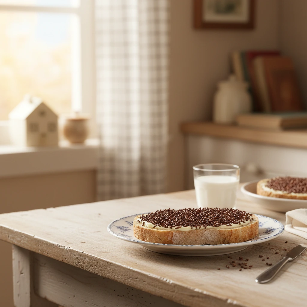 Tartine avec pépites de chocolat.