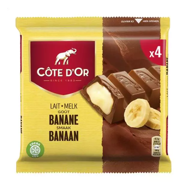 COTE D'OR barres lait banane 4 x 47g
