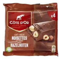 COTE D'OR lait noisettes entières 4 x 45g