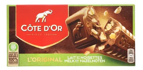 COTE D'OR tablette lait noisettes 2x200g