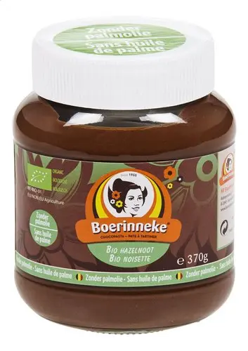 BOERINNEKE Chocopasta Bio Hazelnoot 300g - Zonder Palmolie 370g