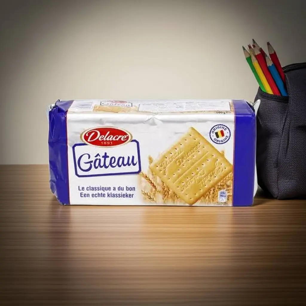  DELACRE Schoolbiscuits – Authentieke Belgische Koekjes 500g, Snack Voor School & Werk