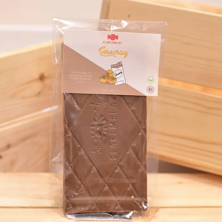 CLAREMBEAU melkchocolade met gezouten botercaramel quinoa 90g