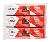 GALLER barres Noir fondant praliné 4x44g