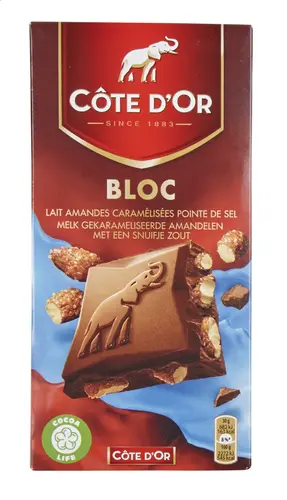 COTE D'OR Bloc lait amandes 180g