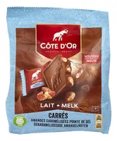 COTE D'OR Carrés Lait Amandes Caramel 180g