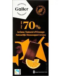 GALLER Tablette Chocolat Noir 70% Orange 80g