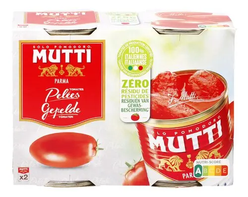 MUTTI – Gepelde tomaten zonder pesticideresidu 2x400g