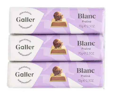 GALLER barres Blanc praliné 3x70g