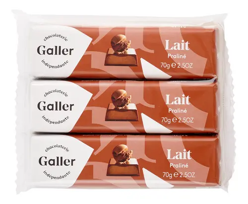 GALLER barres Lait praliné 3x70g