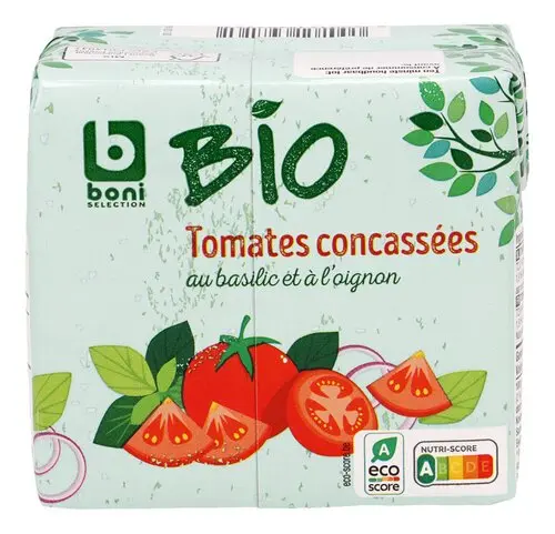 BONI BIO – Chopped Tomatoes with Basil & Onion 500g